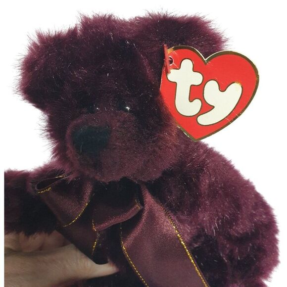 VTG Ty Attic Treasures Beargundy Bear 8.5" Burgundy Teddy Retired '93 Collectibl - Picture 4 of 8